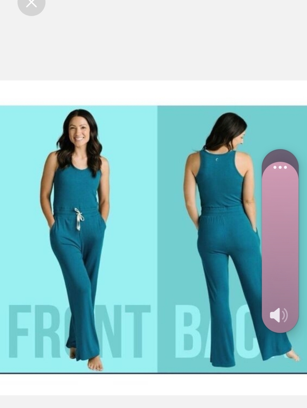 ZYIA Teal Blue Sleeveless Jumpsuit with Drawstring - Picture 6 of 6